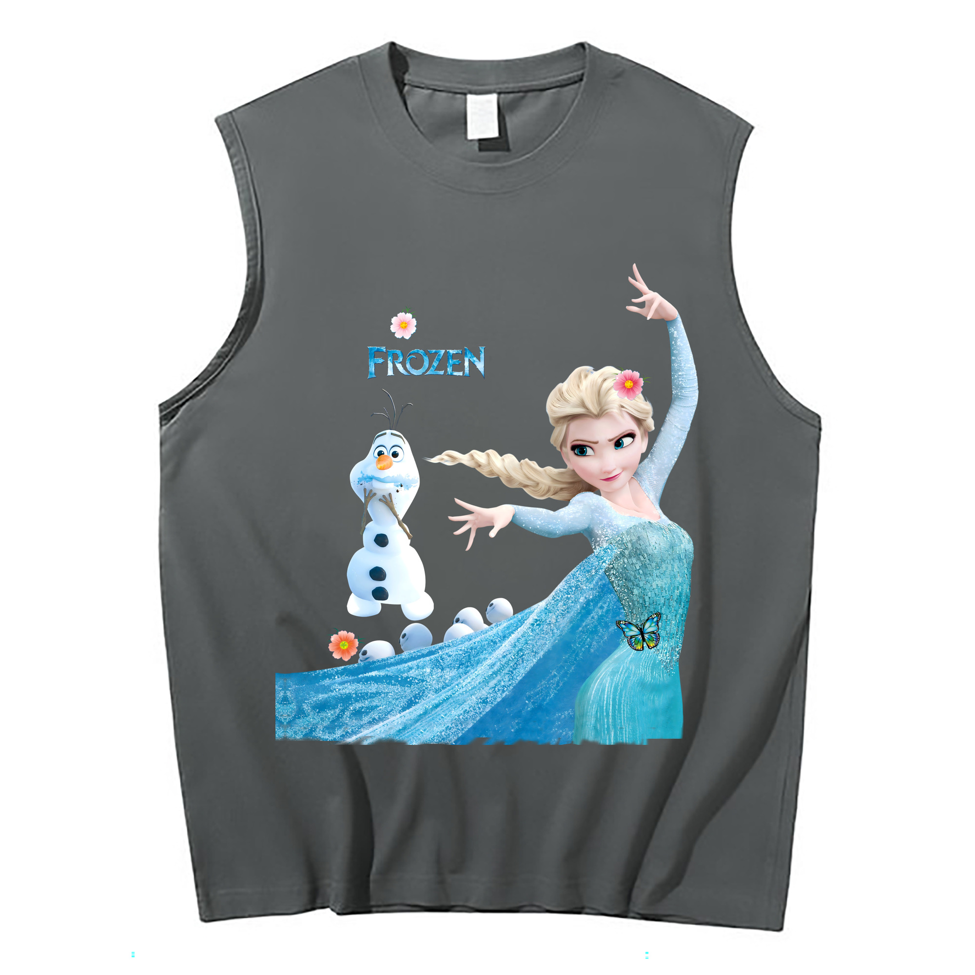 （画像用） アナと雪の女王 アンナ エルサ Frozen Anna Elsa コットン100％タンクトップ（フロントプリント）